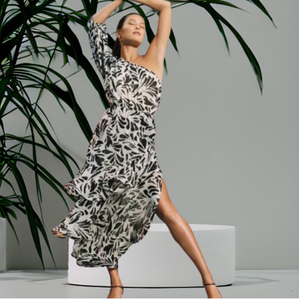 Alexis x Target Botanical One Shoulder Ruffle Dress Size Small
